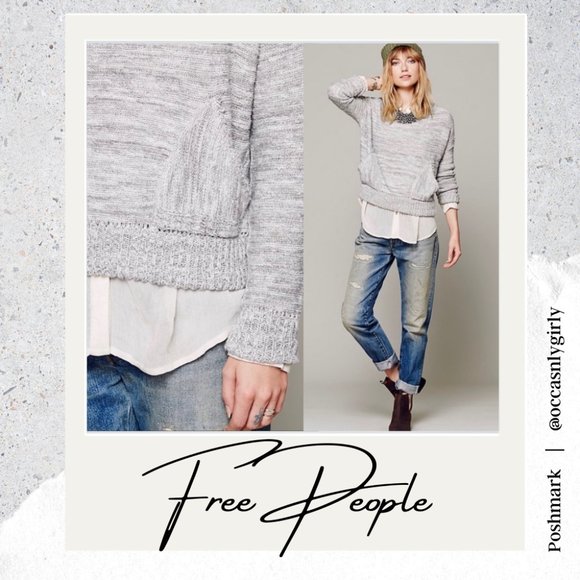 Free People Sweaters - Free People In My Pocket Grey Knit Sweater Cropped